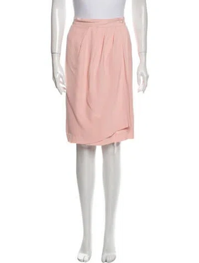 Pre-owned Guy Laroche Pleated Accents Knee-length Skirt In Pink
