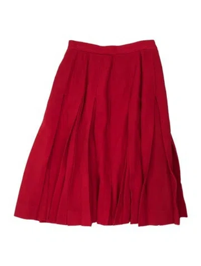 Pre-owned Guy Laroche Pleated Accents Midi Length Skirt In Red