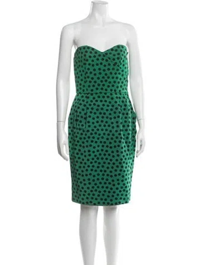 Pre-owned Guy Laroche Polka Dot Print Knee-length Dress W/ Tags In Green