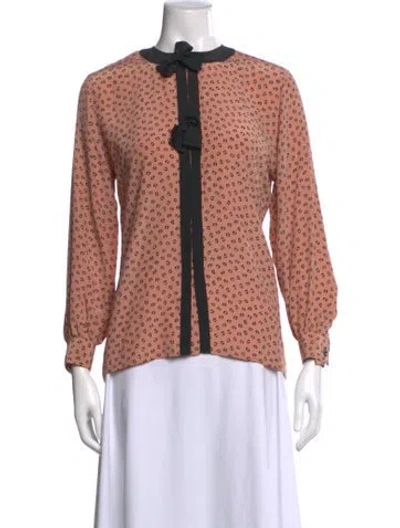 Pre-owned Guy Laroche Printed Long Sleeve Blouse In Pink