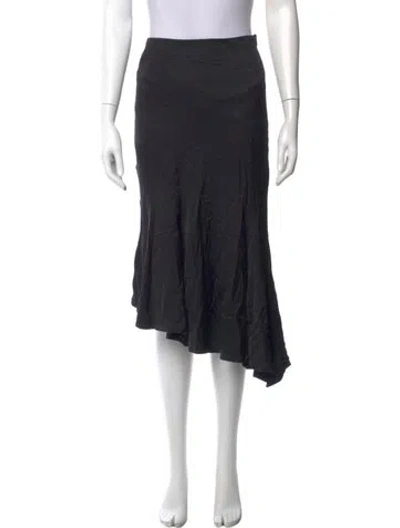 Pre-owned Guy Laroche Silk Midi Length Skirt In Gray