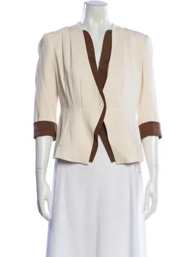 Pre-owned Guy Laroche Silk Striped Evening Jacket In Neutral