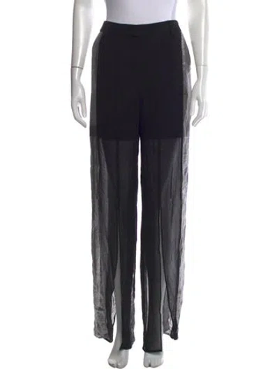 Pre-owned Guy Laroche Silk Wide Leg Pants In Black