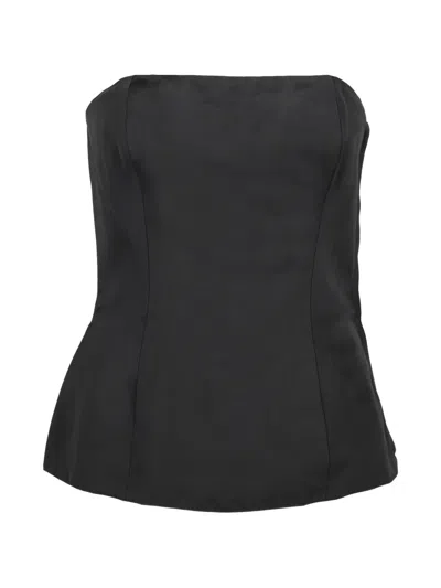 Pre-owned Guy Laroche Strapless Panelled Top In Black