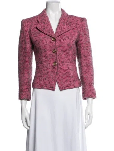 Pre-owned Guy Laroche Tweed Pattern Blazer In Pink
