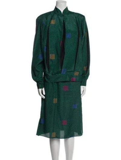 Pre-owned Guy Laroche Vintage 1980's Skirt Set In Green