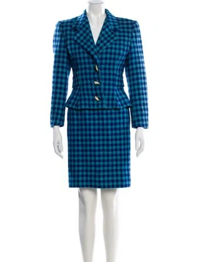 Pre-owned Guy Laroche Vintage 1980's Skirt Suit In Blue