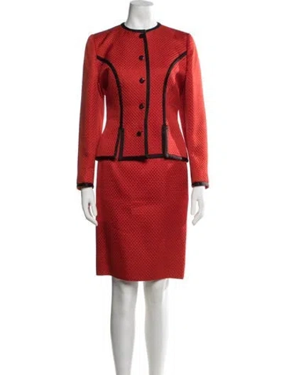 Pre-owned Guy Laroche Vintage 1980's Skirt Suit In Red