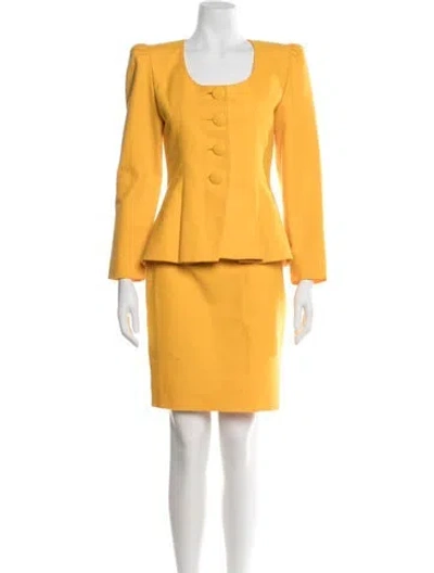 Pre-owned Guy Laroche Vintage 1980's Skirt Suit In Yellow