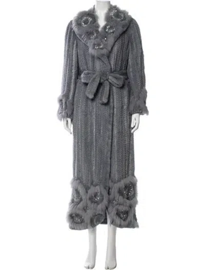 Pre-owned Guy Laroche Vintage 1990's Faux Fur Coat In Gray