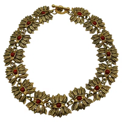 Pre-owned Guy Laroche Vintage Eye And Feathers Links Necklace In Multi