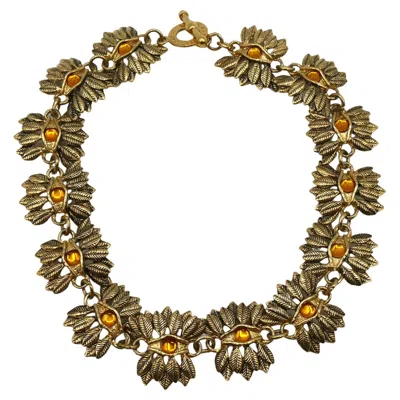 Pre-owned Guy Laroche Vintage Eye And Feathers Links Necklace In Multi