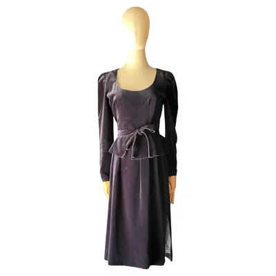 Pre-owned Guy Laroche Vintage  Navy Blue Velvet Dress