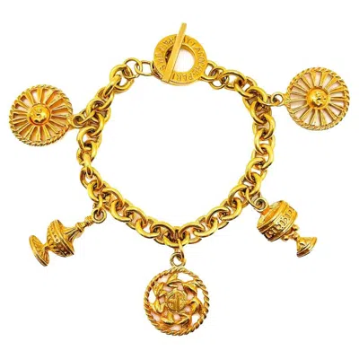 Pre-owned Guy Laroche Vintage , Paris Charmed Logo Bracelet 1980s In Multi