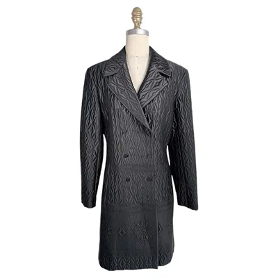 Pre-owned Guy Laroche Vintage  Paris Quilted Double Breasted Longline Jacket In Black