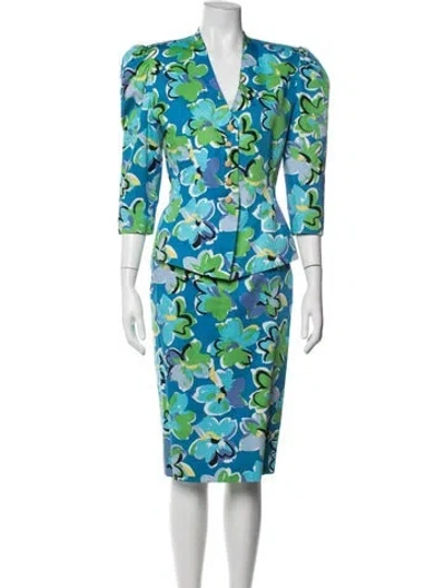Pre-owned Guy Laroche Vintage Late 1980's - Early 1990's Skirt Suit In Blue
