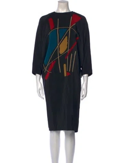 Pre-owned Guy Laroche Vintage Midi Length Dress In Black