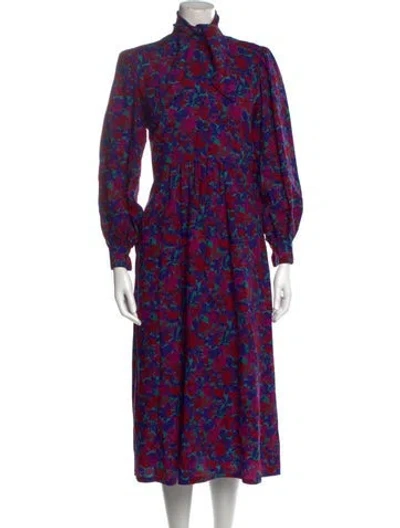 Pre-owned Guy Laroche Vintage Midi Length Dress In Blue