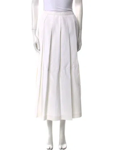 Pre-owned Guy Laroche Vintage Midi Length Skirt In White