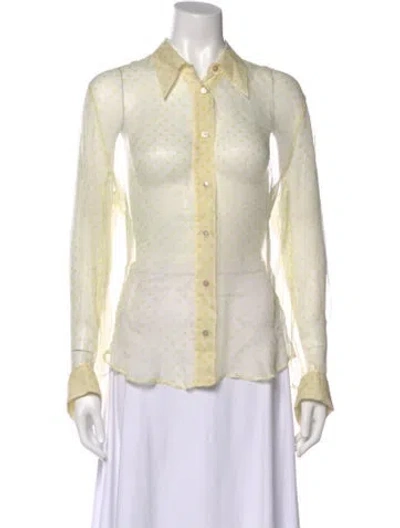 Pre-owned Guy Laroche Vintage Silk Blouse In White