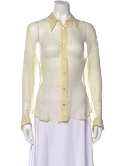 Pre-owned Guy Laroche Vintage Silk Blouse In White