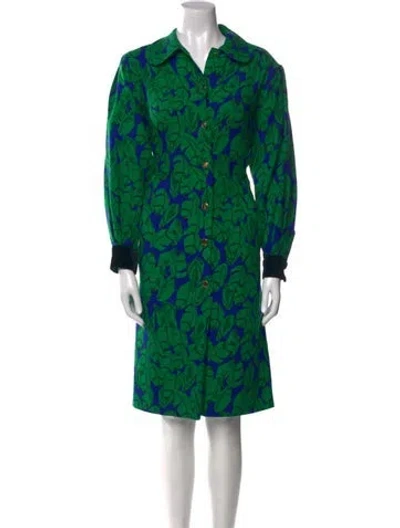 Pre-owned Guy Laroche Wool Midi Length Dress In Green