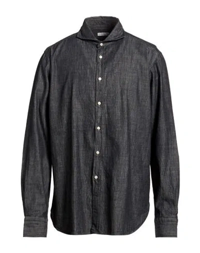 Guy Rover Man Denim Shirt Charcoal Size 17 Cotton In Gray