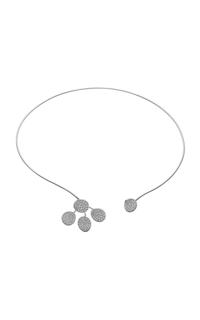 Guzema 18k White Gold And Diamond Petal Flat Choker