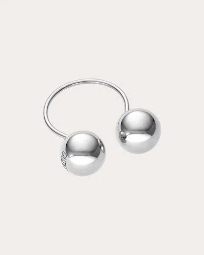 Guzema Women's 18k Gold Bold Duo Orb Ring In White Gold