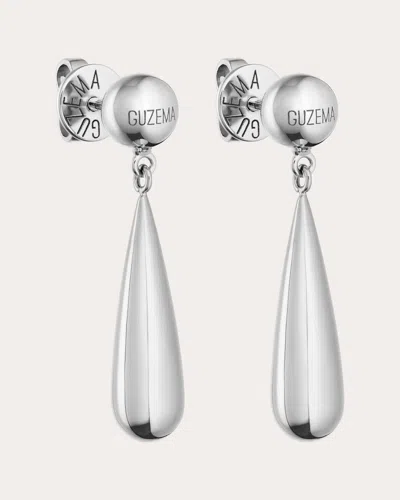 Guzema Women's 18k Gold Long Orb Drop Earrings In White Gold