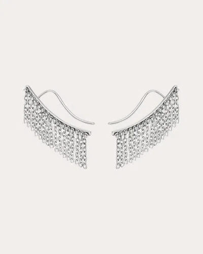 Guzema Women's 18k Gold Short Chainfall Ear Climbers In White Gold