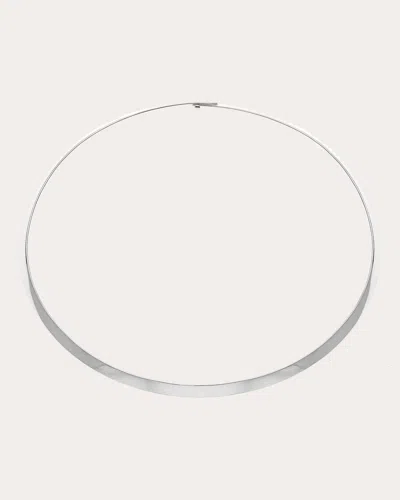Guzema Women's 18k Gold Solid Wide Collar Necklace In White Gold