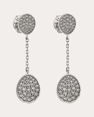 Guzema Women's Diamond Flat Drop Earrings In White Gold
