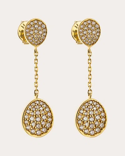 Guzema Women's Diamond Flat Drop Earrings In Yellow Gold