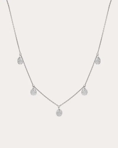 Guzema Women's Diamond Flat Quintet Station Necklace In White Gold