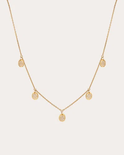 Guzema Women's Diamond Flat Quintet Station Necklace In Yellow Gold