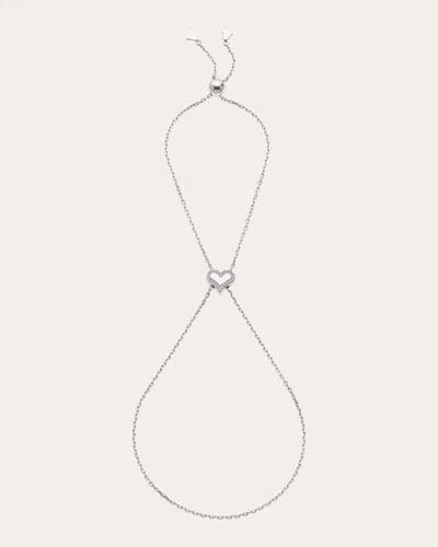 Guzema Women's Diamond Outline Heart Chain Bracelet In White Gold