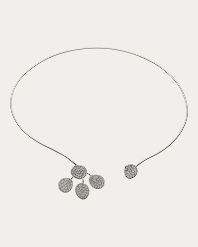 Guzema Women's Diamond Petal Flat Collar Necklace In White Gold