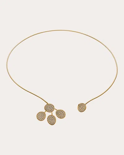 Guzema Women's Diamond Petal Flat Collar Necklace In Yellow Gold