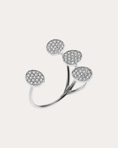 Guzema Women's Diamond Petal Flat Ring In White Gold