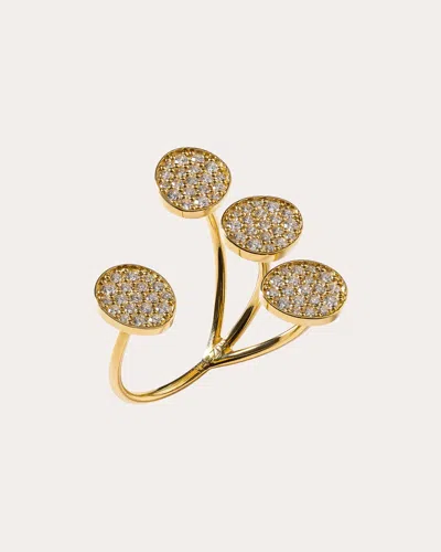 Guzema Women's Diamond Petal Flat Ring In Yellow Gold