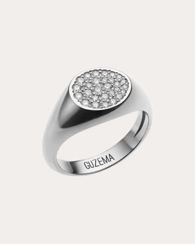 Guzema Women's Diamond Signet Ring In White Gold