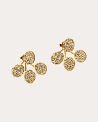 Guzema Women's Diamond Tetra Flat Transformer Jacket Earrings In Yellow Gold