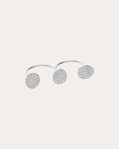 Guzema Women's Diamond Trio Flat Ring In White Gold