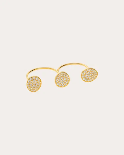 Guzema Women's Diamond Trio Flat Ring In Yellow Gold