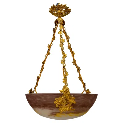 Pre-owned G.v. De Croismarre French Art Nouveau Pendant Light By G.v. De Croismare, Muller Frères, 1920 In Gold
