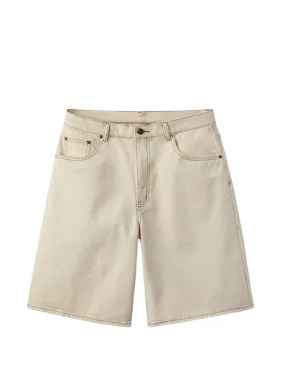 Gv Gallery Contrast-stitch Denim Shorts In Neutral