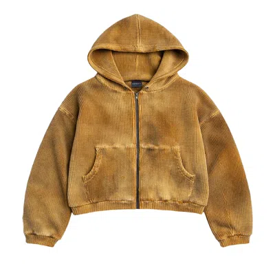 Pre-owned Gv Gallery Waffle Thermal Zip Up 'mustard' | Yellow | Men's Size Xl