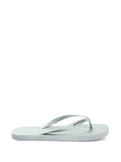 Gv Gallery X Raspberry Hills Platinum Metallic-finish Flip Flops In White