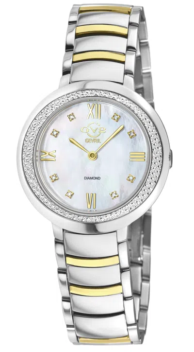Gv2 Amalfi Women's 316l Stainless Steel Case, White Mop Dial, Two Toned Ss/ipyg Bracelet In Silver
